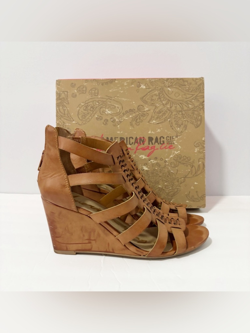 American Rag Brown Strappy Wedge Sandals
